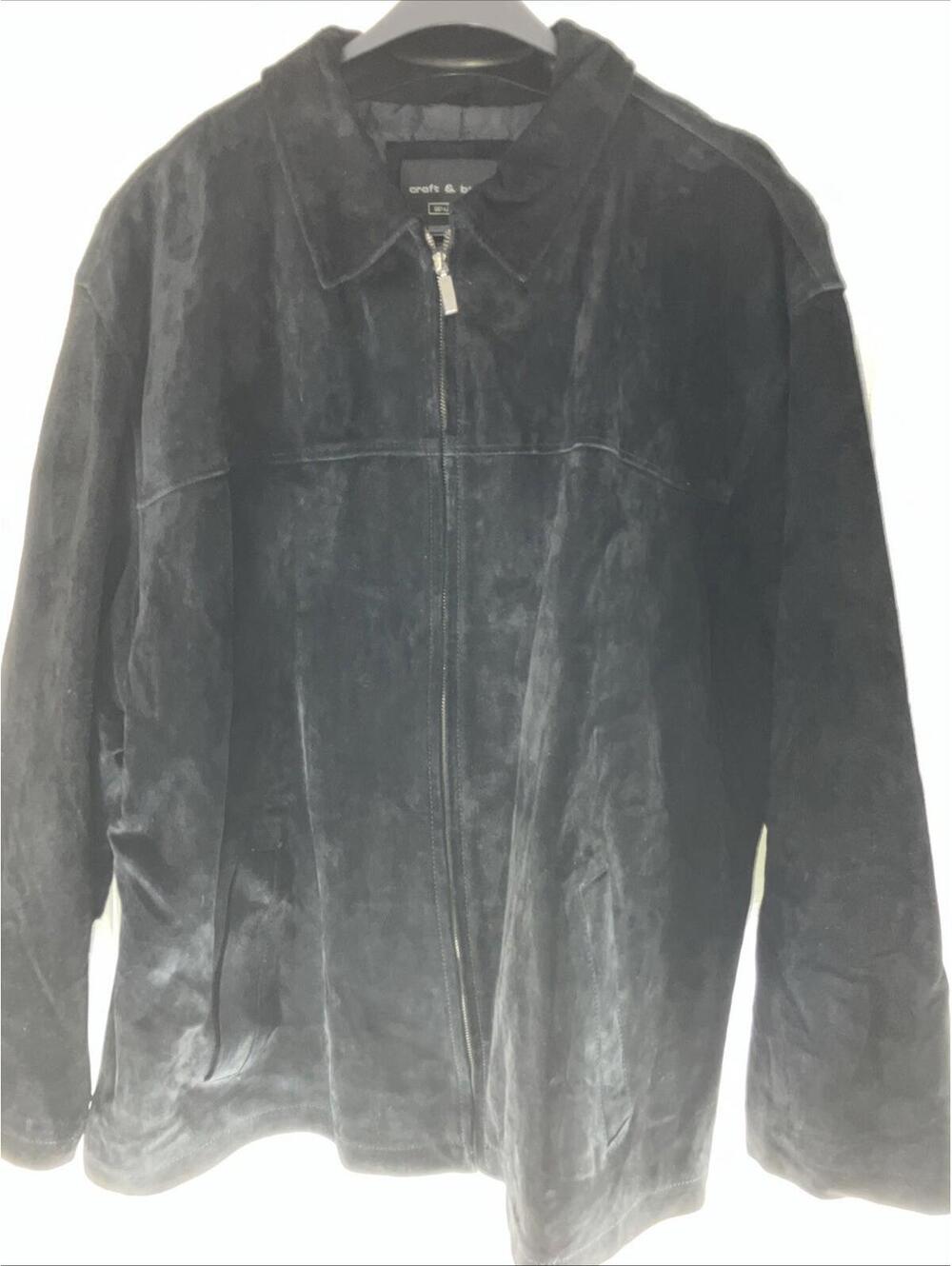Croft & Barrow Black Suede Leather XL Mens Zip Up Jacket